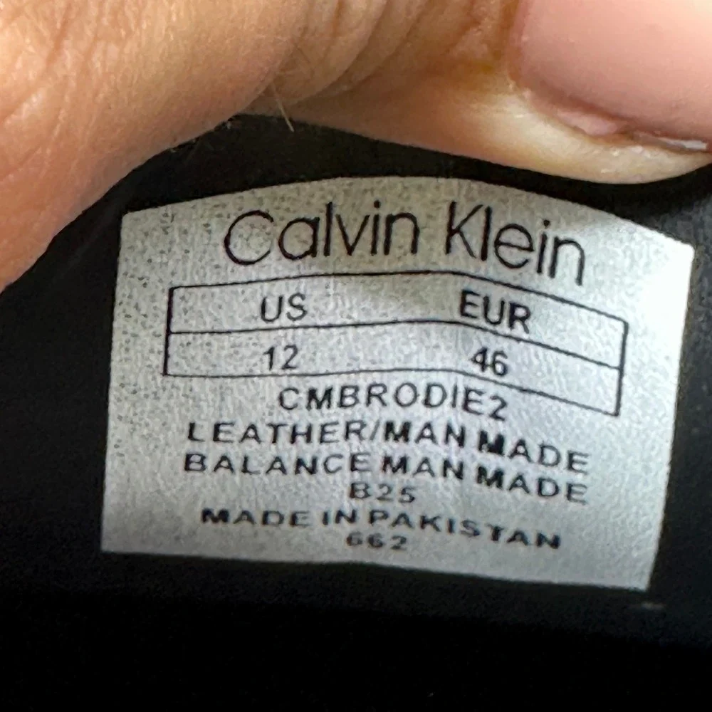 Calvin Klein Oxford Dress Shoes Mens 12 Black Leather Square Toe NEW CMBRODIE2